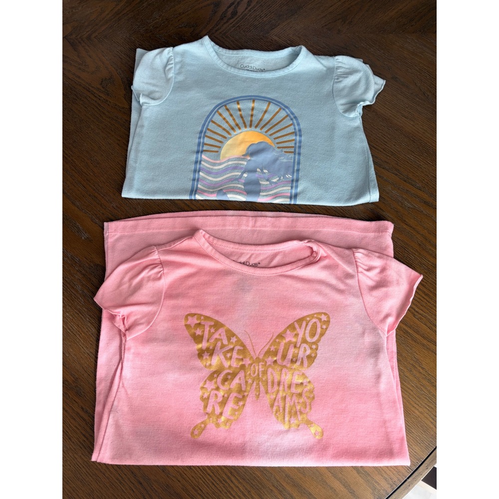 Cuddl Duds Girls 2 Pack Nightgowns Blue Mermaid Pink Butterfly XS 4/5 Sleepwear